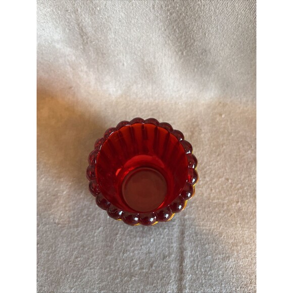 VTG Beautiful Ruby Red Small Rigged Glass Art Deco Toothpick or Candle Holder - Picture 5 of 8